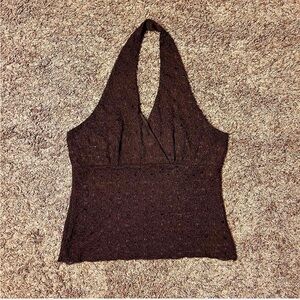Brown crochet halter top